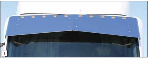 12" To 10 1/2“ S.S Visor With 10 - 3/4" Light Holes. Fits Peterbilt 357/378/379/386/389 Ultra Cab