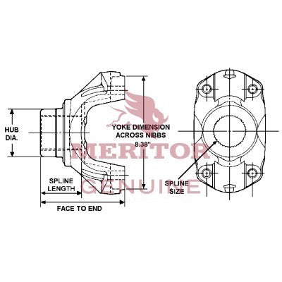 Genuine Yoke Fuller Halft Round Series, RPL25  fits Meritor