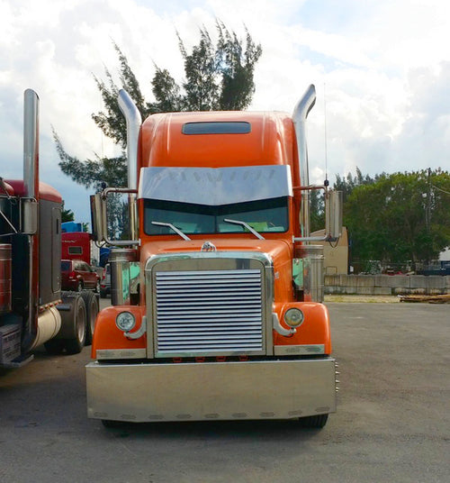20” To 18” Visor V-Style Fits Freightliner Classic And Fld Condo 10 Hidden Lights Hole Stainless Steel