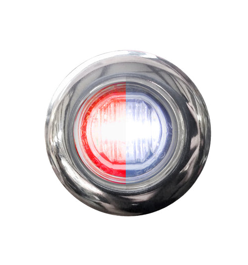 Dual Color Led 3/4” Red Clear/Blue Grommet & Chrome Bezel Cover