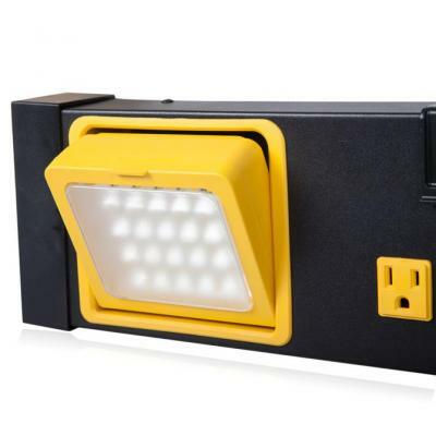 8 Outlet Workshop Power Station with 2 Port USB Outlets and LED Worklight, 1000 Lumens 6000K Maxxima