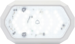 Surface mount LED dome light with white base and trim ring, touch switch on lens, dimmable with memory 12V-24V