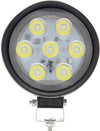 7-LED work light with flood beam, rubber housing, adjustable mounting bracket, hard wired, 12-24V