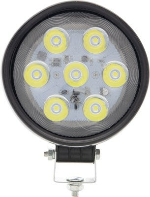 7-LED work light with flood beam, rubber housing, adjustable mounting bracket, hard wired, 12-24V