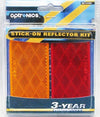 Set of (2) red and (2) yellow oblong, self adhesive/screw mount reflectors, clam