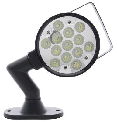 Adjustable LED work light with handle, flood beam, 12-24V