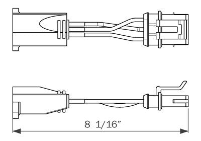 Adapter: Weathertight plug to female PL-3 plug, 10”
