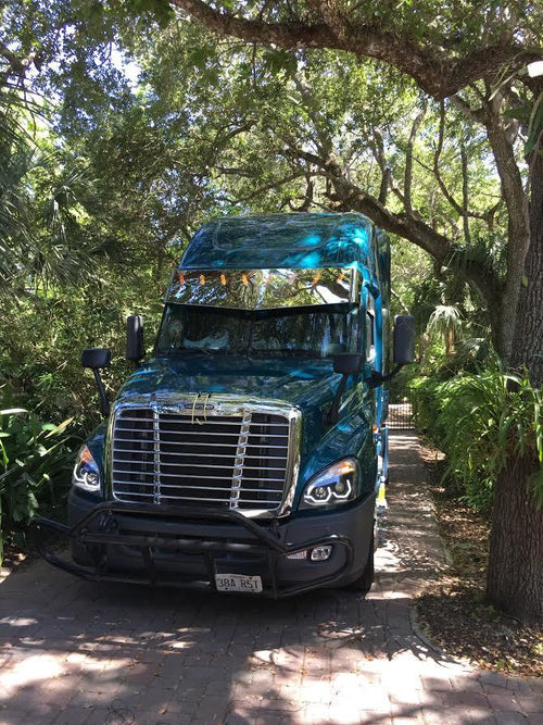 18 1/2” Visor V-Style 8 Hidden Light Holes. fits Freightliner Cascadia And Day Cab 2008-2017