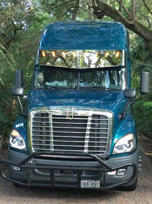 18 1/2” Visor V-Style 8 Hidden Light Holes. fits Freightliner Cascadia And Day Cab 2008-2017