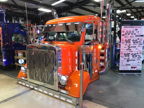 10 1/2“ - 12 “ Visor Fits Peterbilt 357, 378, 379, 386, 389, With 6 Hidden Lights Hole S.Steel