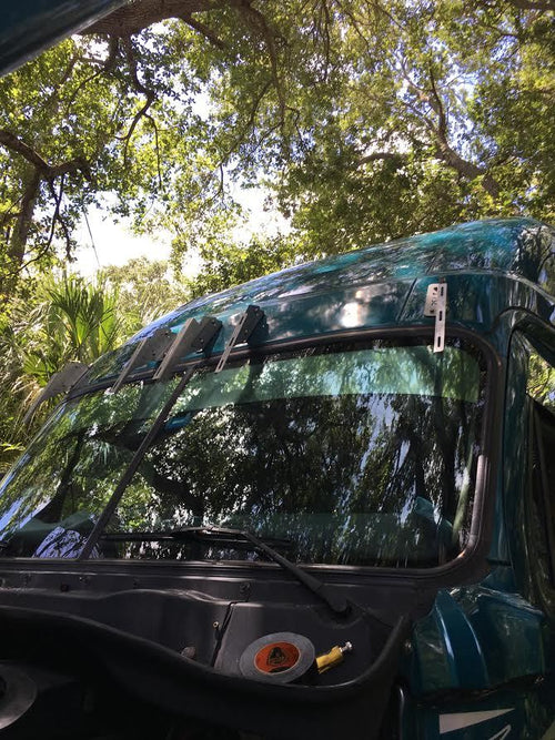 18 1/2” Visor V-Style 8 Hidden Light Holes. fits Freightliner Cascadia And Day Cab 2008-2017