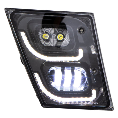 Black High Power LED Fog Light for 2003 - 2017 fits Volvo VN/VNL Passenger Side