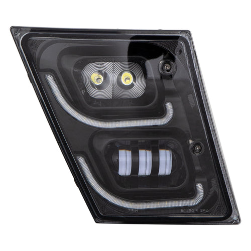 Black High Power LED Fog Light for 2003 - 2017 fits Volvo VN/VNL Passenger Side
