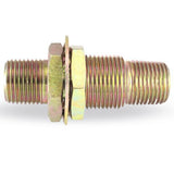 Bulkhead Fitting 1/2" MPT Each End, 1/4" FPT One End, 1" -14 Mounting Thread, 2-3/8" Overall Length